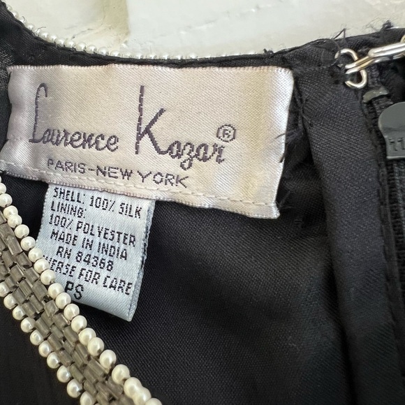 Laurence Kazar Vintage Silk Asymmetrical Beaded Black White Women’s S P Top - Picture 4 of 15